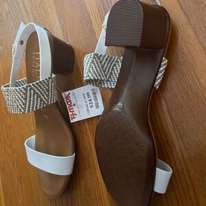 Italian Shoemakers White and Brown Heeled Sandals